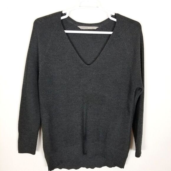 Athleta Sweaters - Athleta Women's Hanover Merino Wool Blend V Neck Longline Soft Sweater Sz L Gray